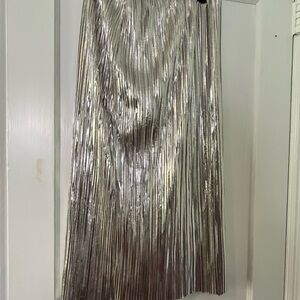 Anthropologie Silver Midi A-Line Skirt